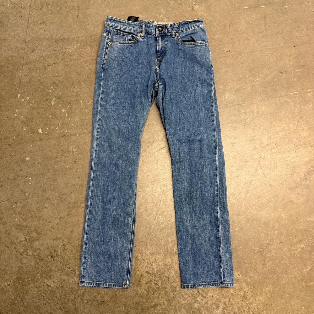 Volcom Solver Modern Straight Jeans Mens 30 Blue Denim‎ Stretch Pants A1932204
